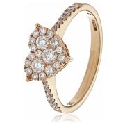 Diamond Heart Ring 0.50ct, 18k Rose Gold