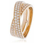 Diamond Pave Cross-Over Ring 0.80ct, 18k Rose Gold