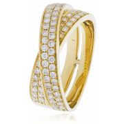 Diamond Pave Cross-Over Ring 0.80ct, 18k Gold