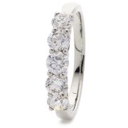 Diamond 5 Stone Ring 1.50ct, 18k White Gold