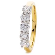 Diamond 5 Stone Ring 1.50ct, 18k Gold