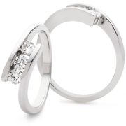 Diamond Channel Set Round Cut Trilogy Ring 0.33ct, 18k White Gold