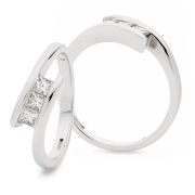 Diamond Channel Set Princess Cut Trilogy Ring 0.33ct, 18k White Gold