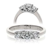 Diamond Three Stone Trilogy Ring 0.75ct, 18k White Gold