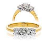 Diamond Three Stone Trilogy Ring 0.75ct, 18k Gold