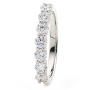 Diamond Half Eternity 7 Stone Ring 1.00ct, 18k White Gold