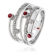 Diamond & Ruby Dress Ring 0.40ct, 18k White Gold