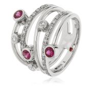 Diamond & Ruby Dress Ring 0.70ct, 18k White Gold