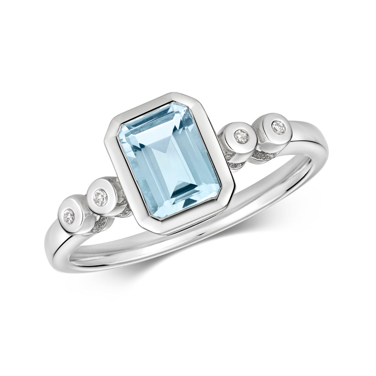 Diamond \u0026 Emerald Cut Aquamarine Ring 0 