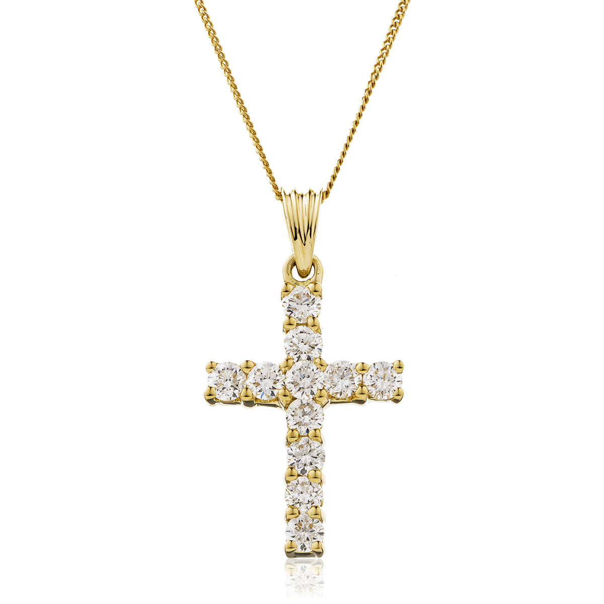 Diamond Cross Necklace 1.00ct, 18k Gold