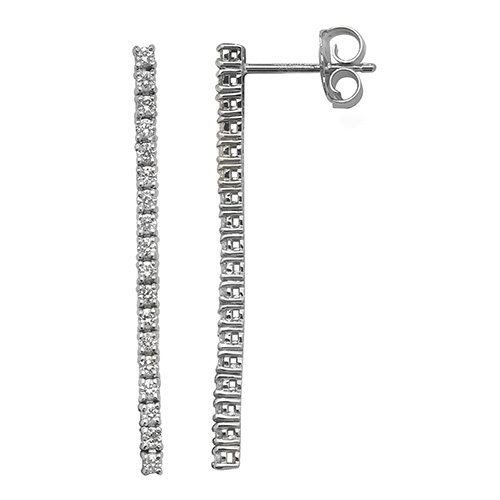 Diamond Drop Line Earrings 0.58ct 18k White Gold