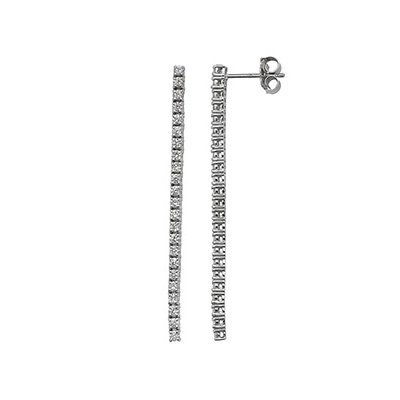 Diamond Drop Line Earrings 1.11ct 18k White Gold