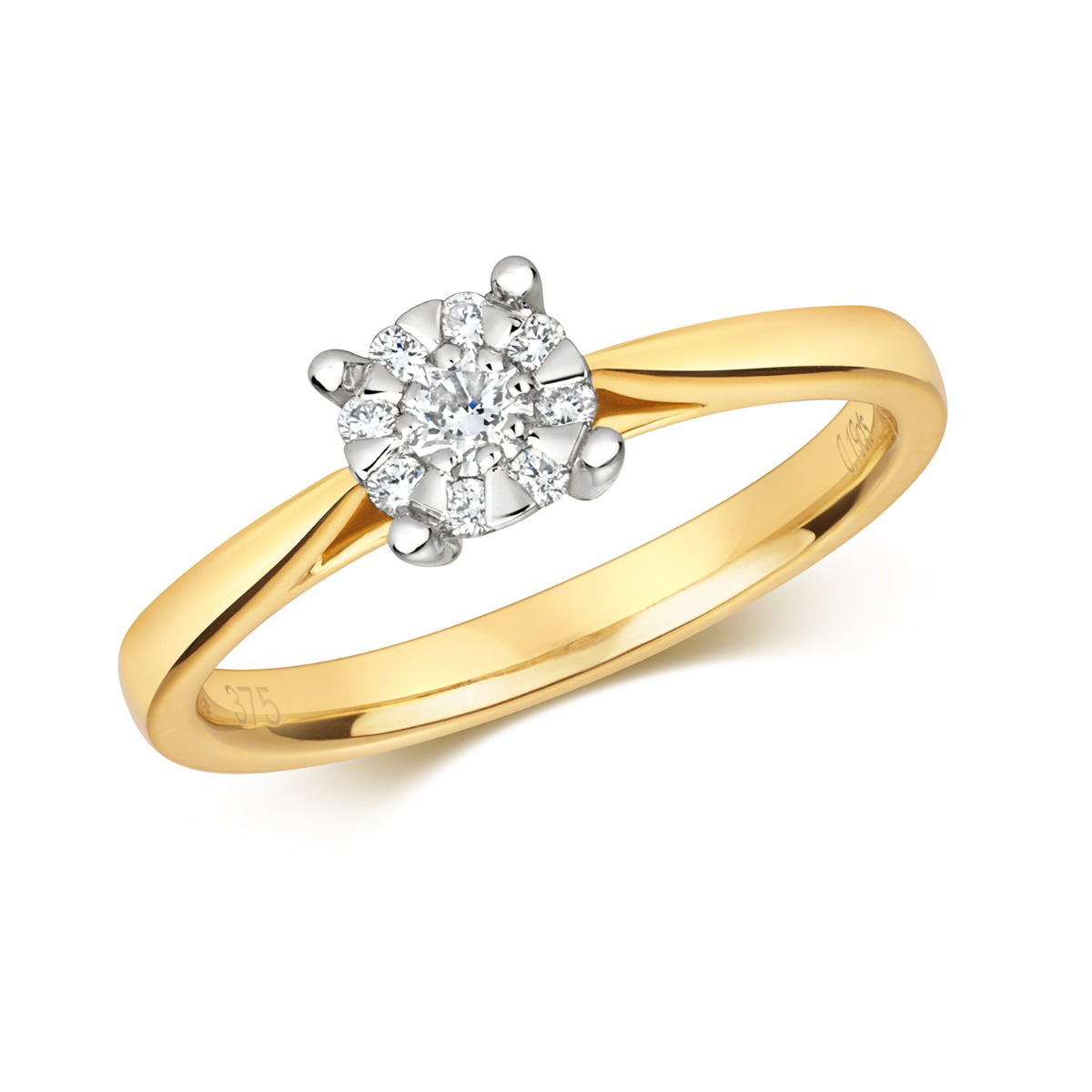Diamond Illusion Set Engagement Ring 0.18ct 9k Gold