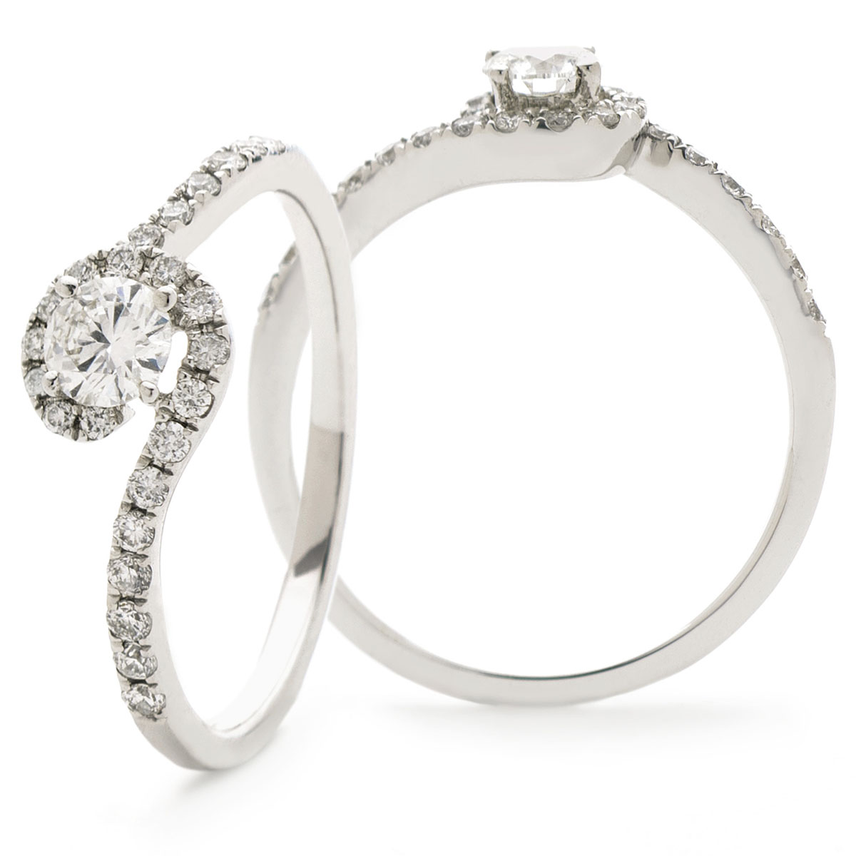 Diamond Pave Engagement Ring 0.50ct 18k White Gold