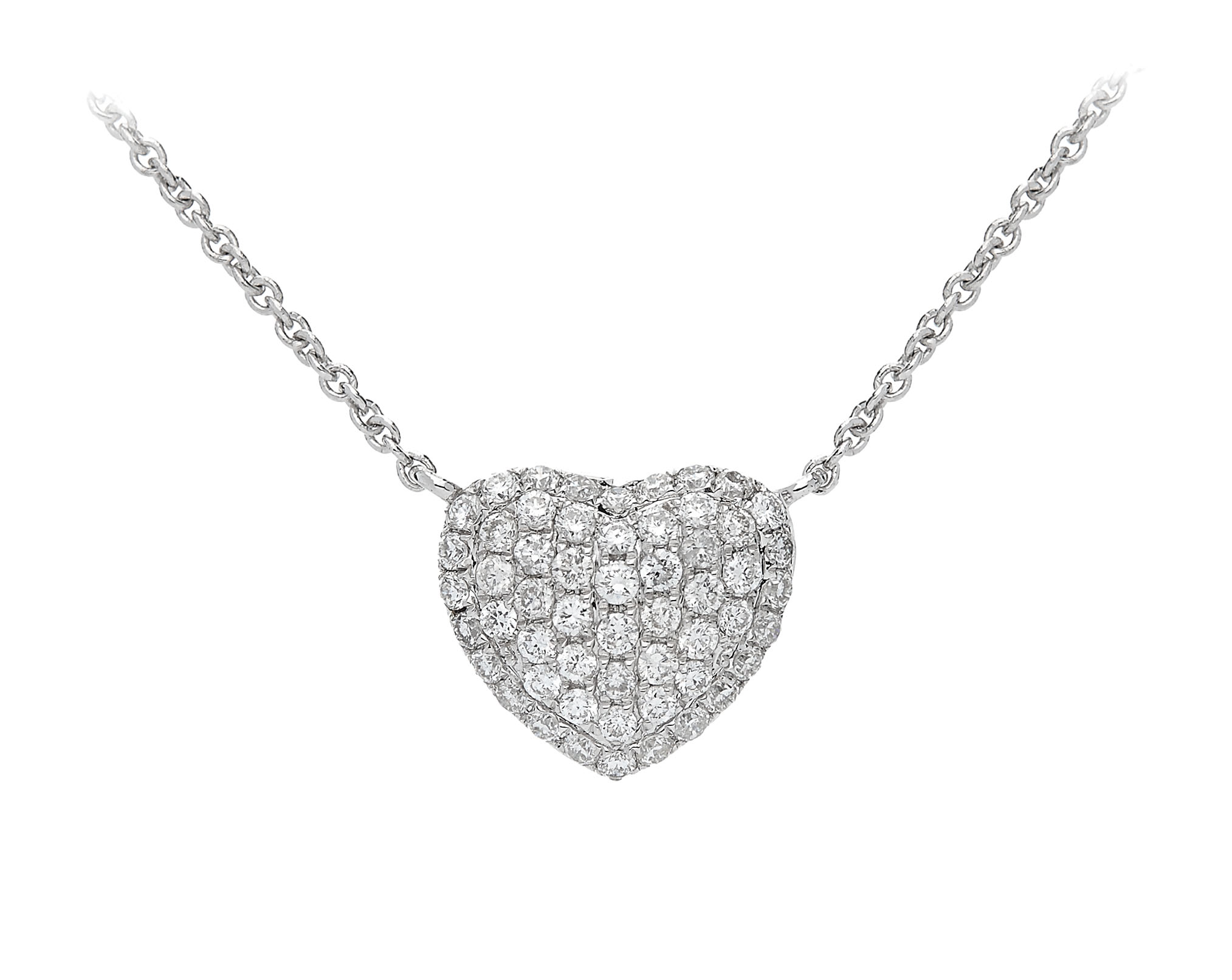 Diamond Pave Heart Necklace 0.50ct. 18k White Gold
