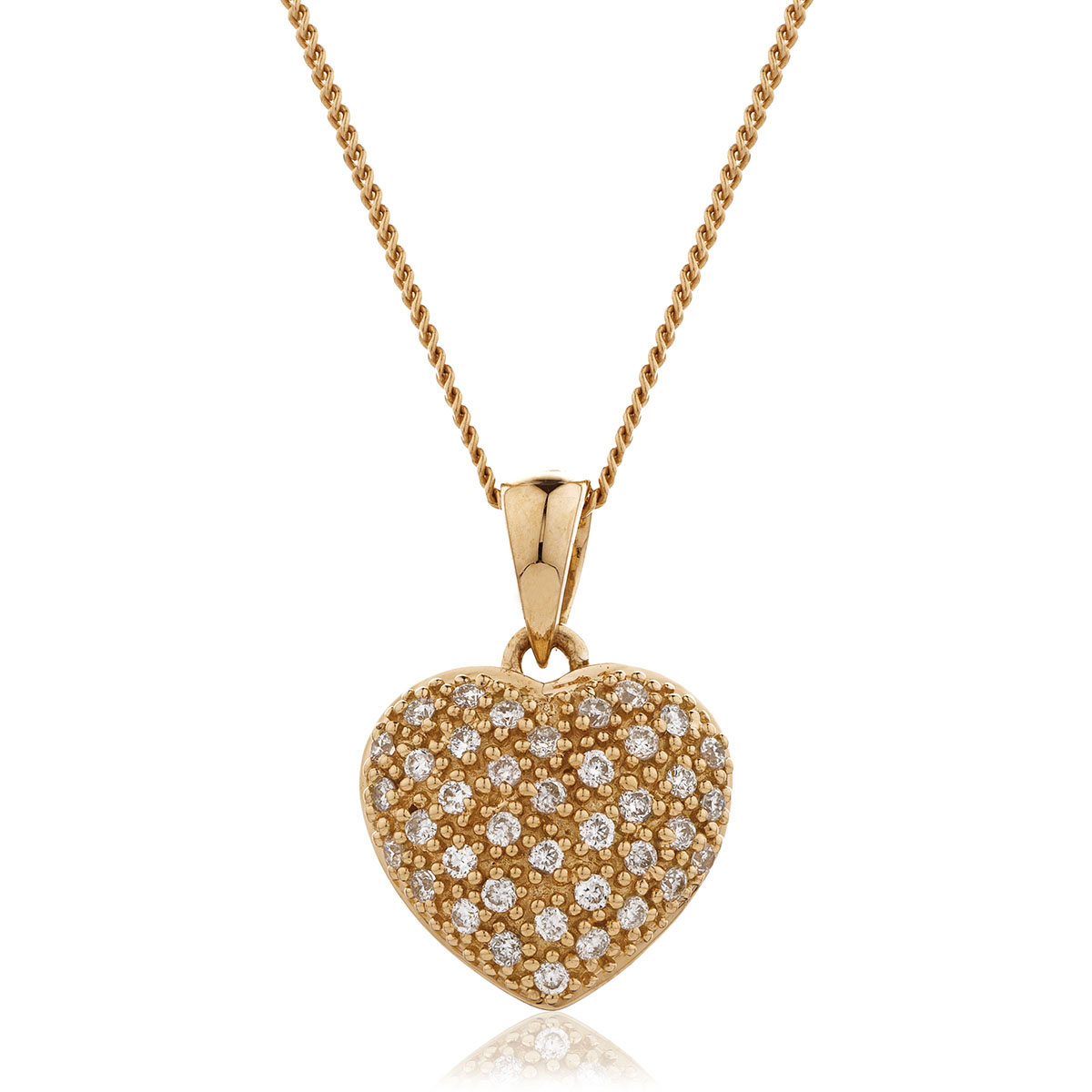Diamond Pav Heart Pendant Necklace 0.20ct 9k Rose Gold