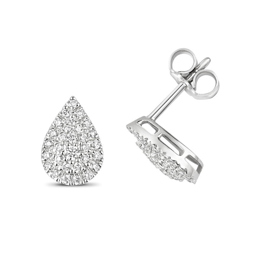 Diamond Pave Pear Shape Earrings 0.37ct White Gold