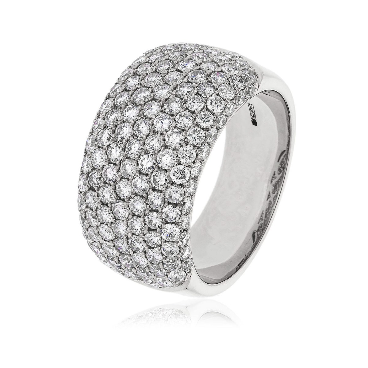 Diamond Pave Set Half Eternity Ring 2.45ct 18k White Gold