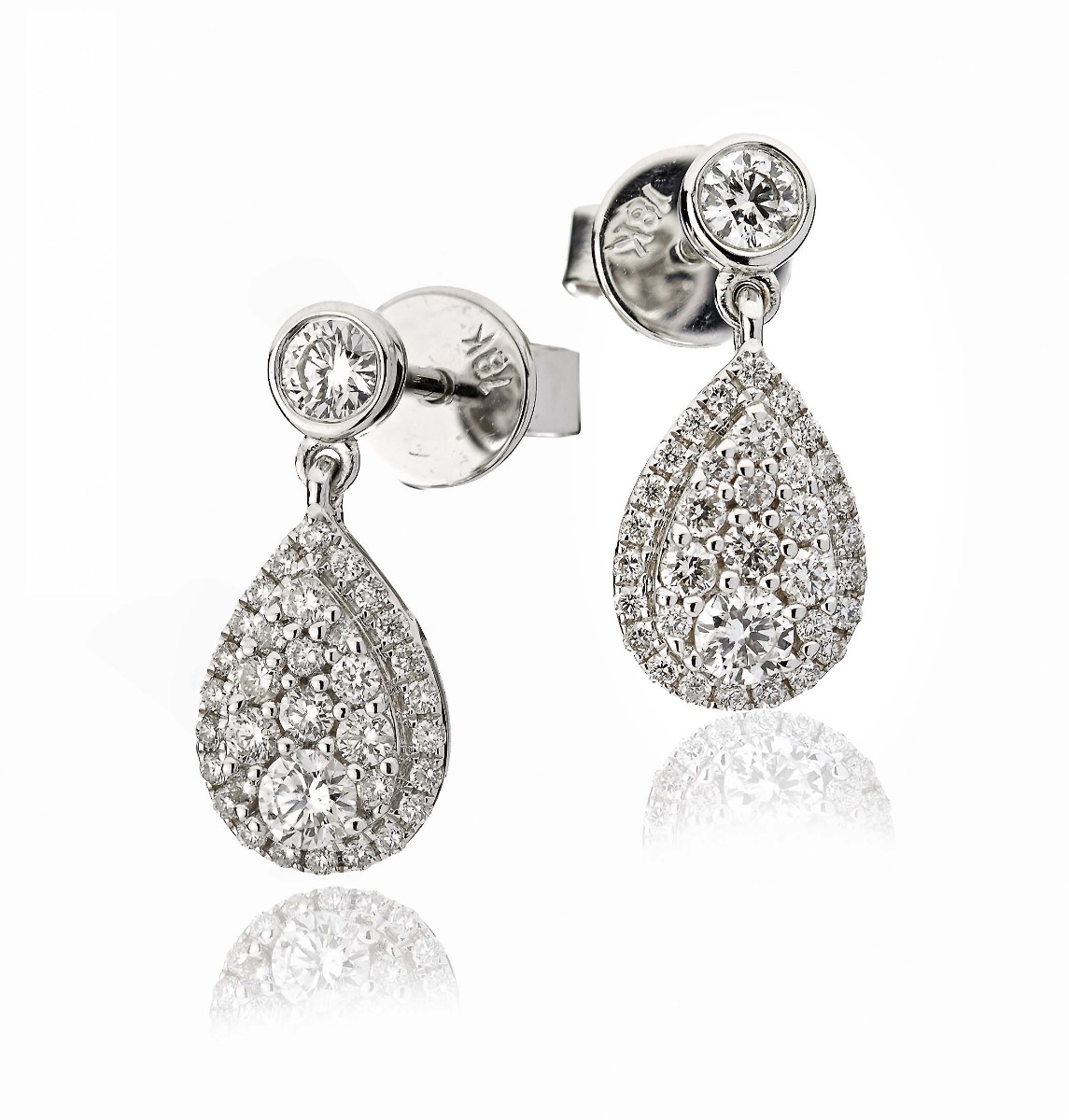 Diamond Pear Drop Earrings 0.70ct 18k White Gold