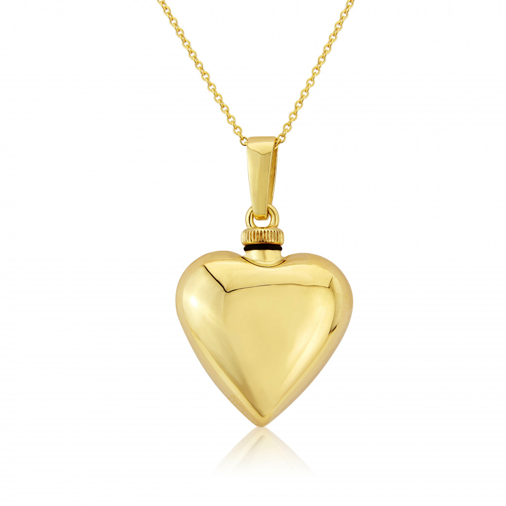 Mark Milton Yellow Gold Heart Bottle Pendant Necklace
