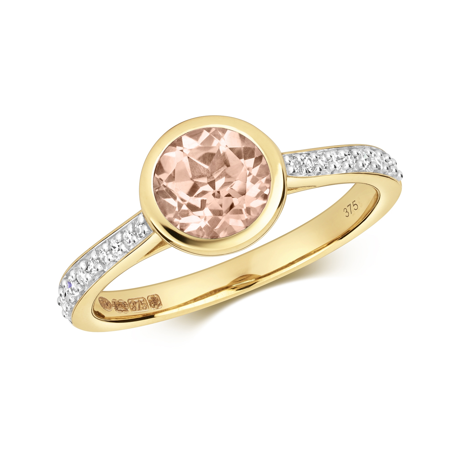 Morganite and store yellow gold ring