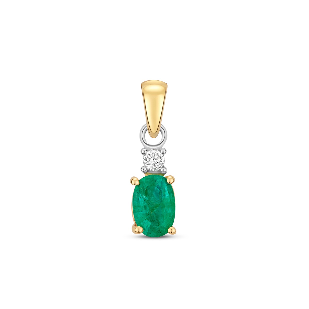 Emerald and cheap diamond pendant