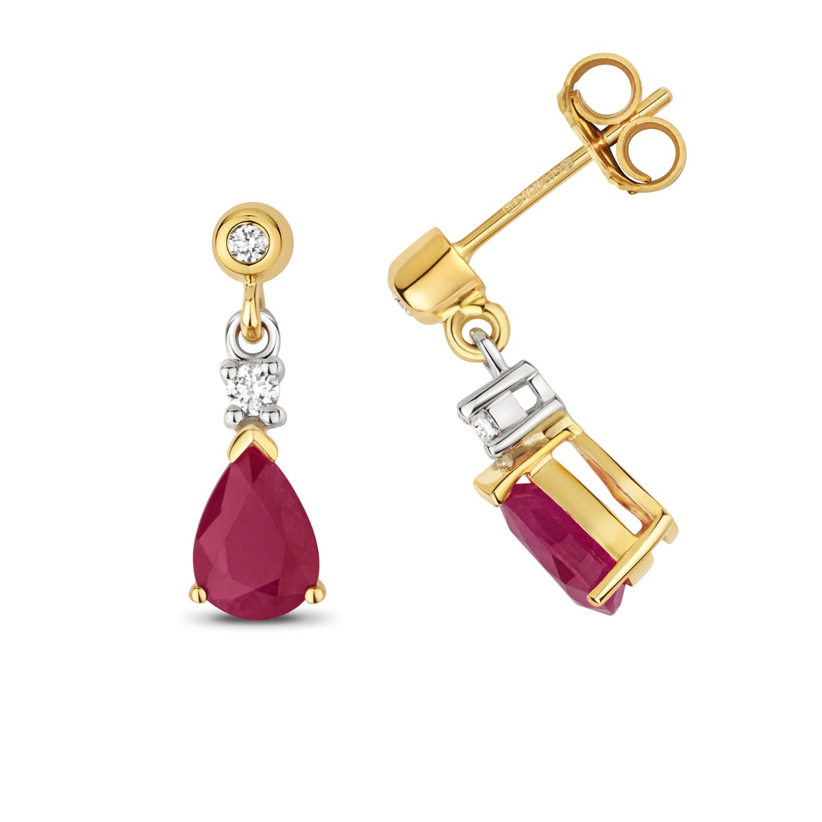 Ruby drop earrings store gold