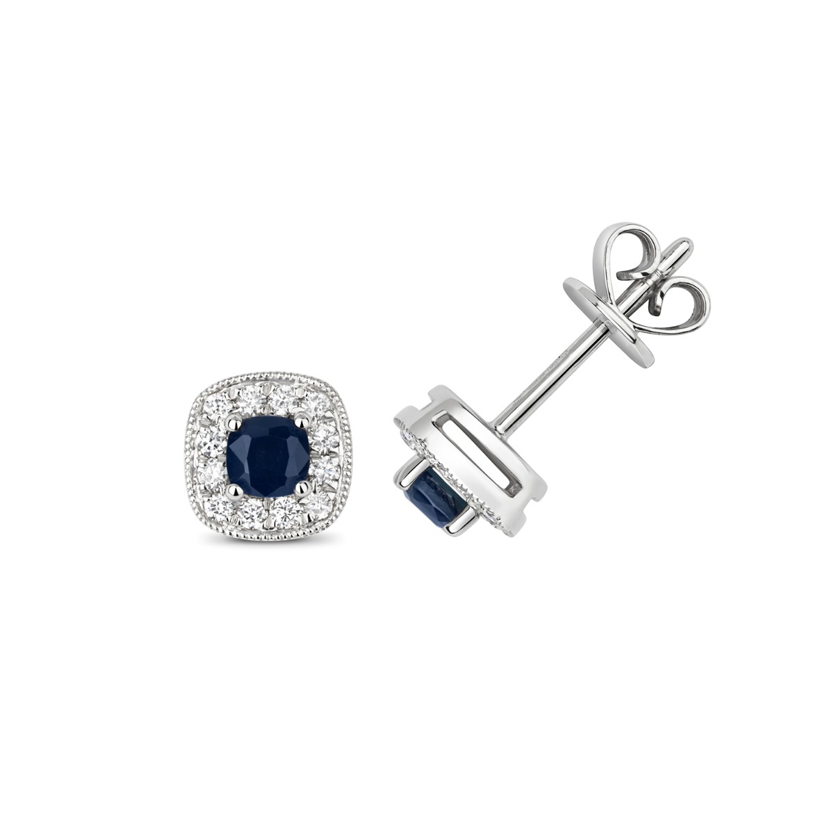Sapphire Diamond Earrings 9k White Gold