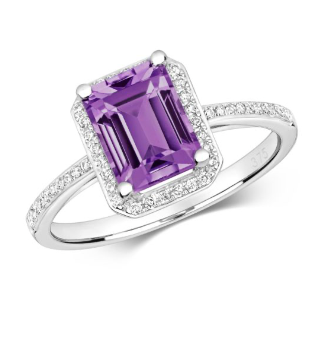 Amethyst gold ring close up