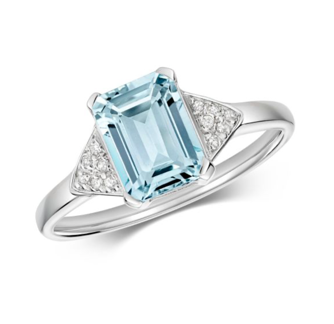 Aquamarine ring with pale blue gemstone