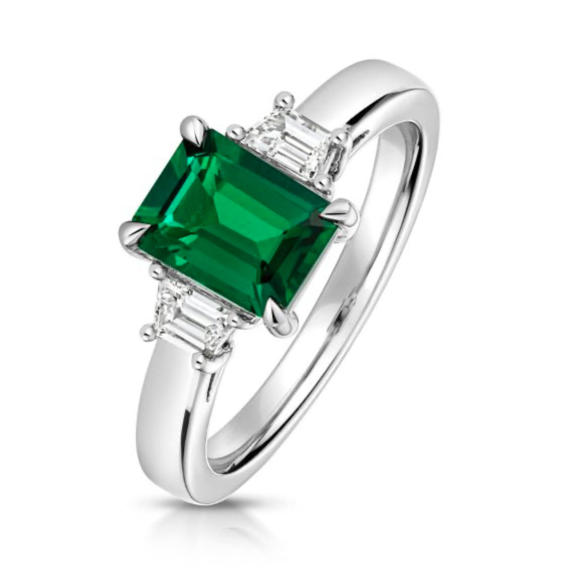Lab grown emerald ring with vivid green colour and excellent clarity