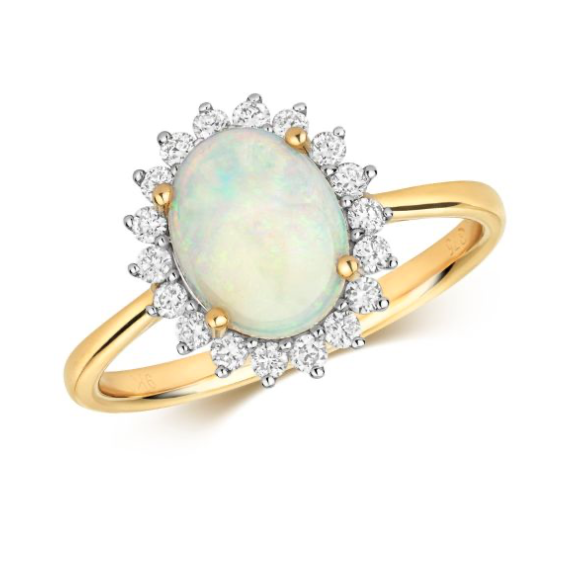 Opal ring showing flashes of colour