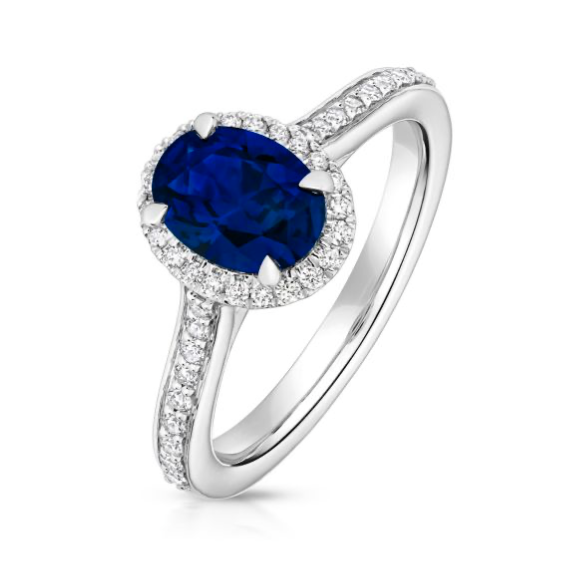 Blue sapphire engagement ring in gold setting