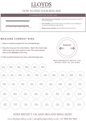 Ring Size Chart Printable | Printable ring size chart, Ring sizes chart, Ring  size